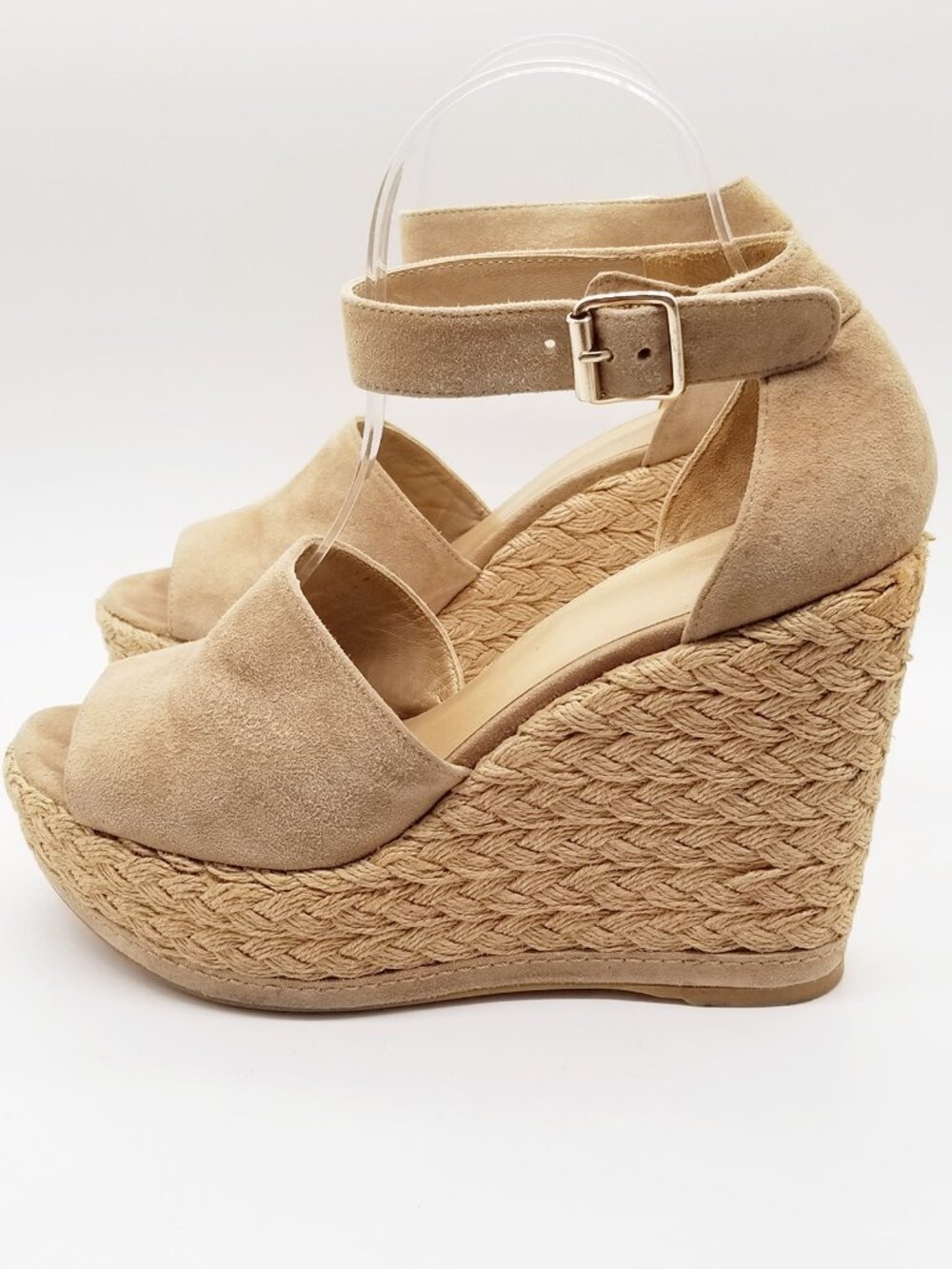 Stuart Weitzman Sohojute Wedge Sandal Espadrille Mojave Suede Tan Size 9M $455 - Picture 5 of 16